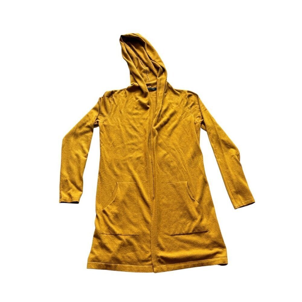 Cyrus Women's Dark Mustard Long Hooded Cardigan - Picture 2 of 8